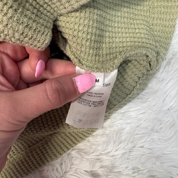 Reformation Green Waffle Knit Quarter Zip - Picture 6 of 6